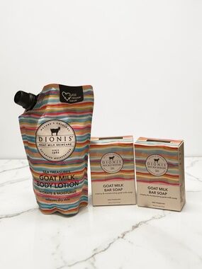 Dionis Sea Treasures Goat Milk Body Care Set Lotion Refill & 2 Bar Soaps